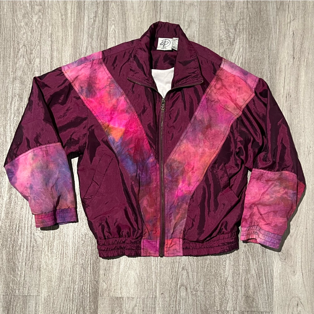 Vintage Beyond Performance metallic maroon windbreaker